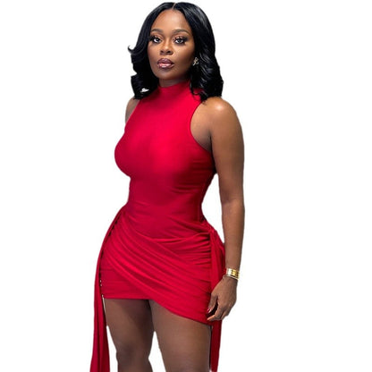 Fashionable Women'S Bodycon Dress With Ruffles And Straps