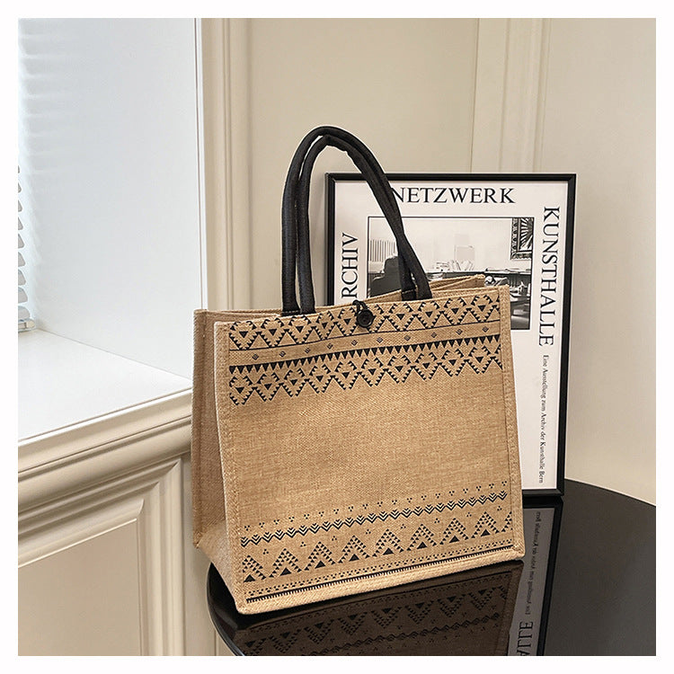 Trendy Canvas Tote Bag Large Capacity Grocery Bag