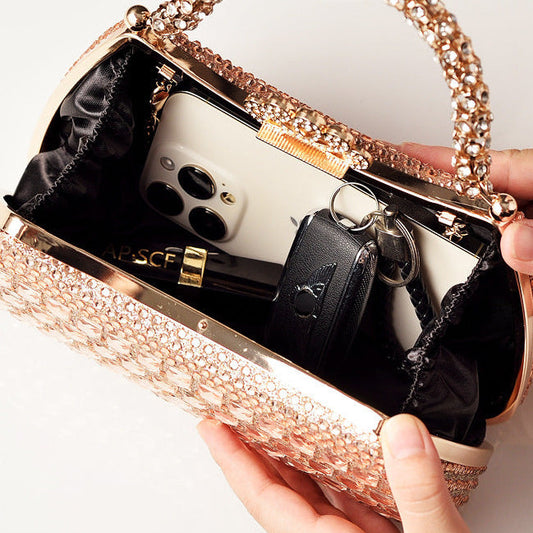 Luxury Rhinestone Evening Clutch Leather Handbag for Parties