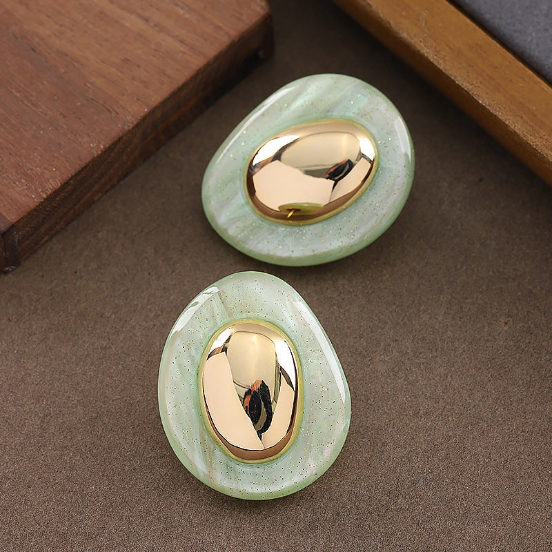 Geometric Resin Earrings With 925 Silver Pins
