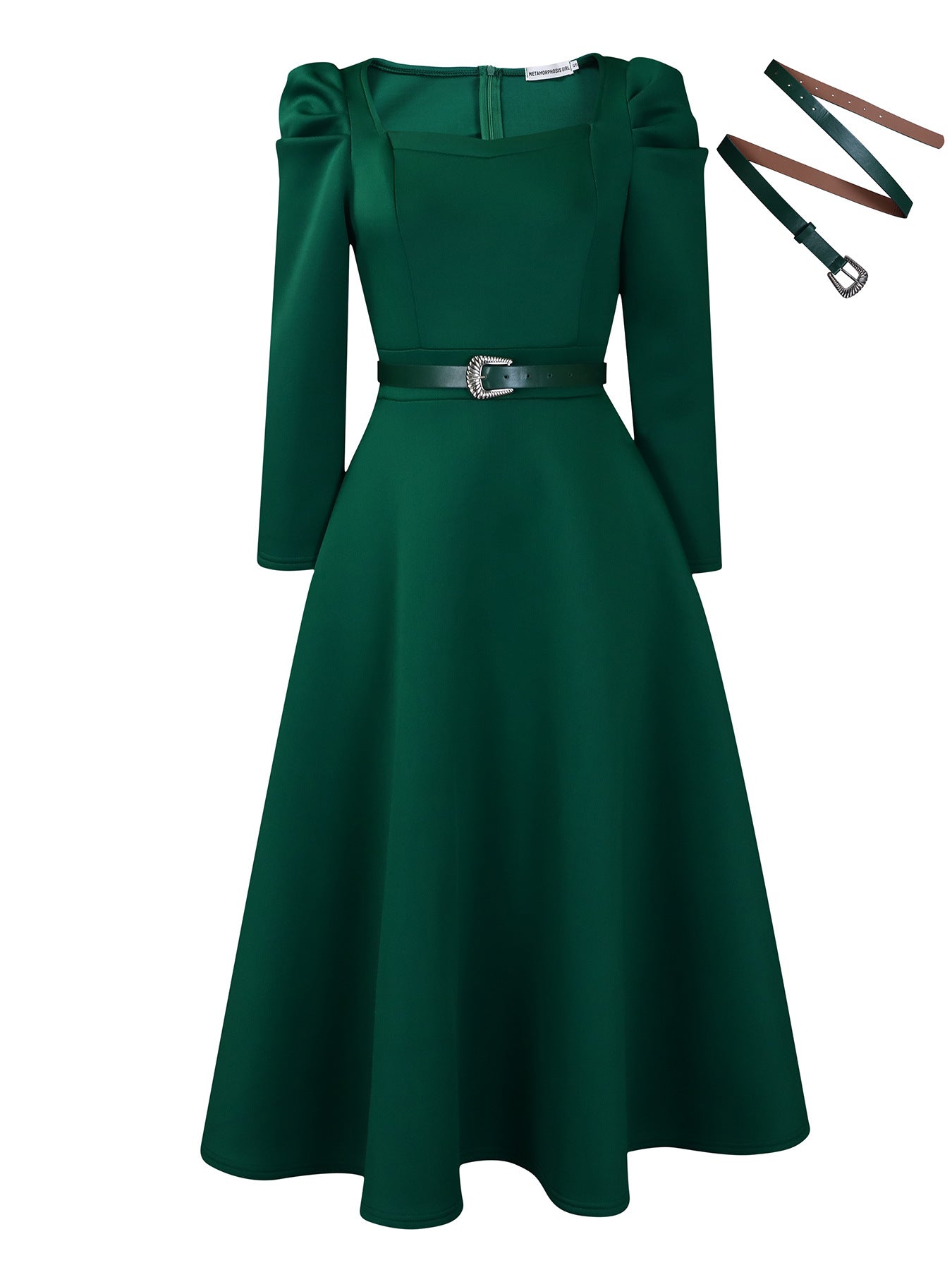 Fashionable Elegant A-Line Dress With Puff Sleeves
