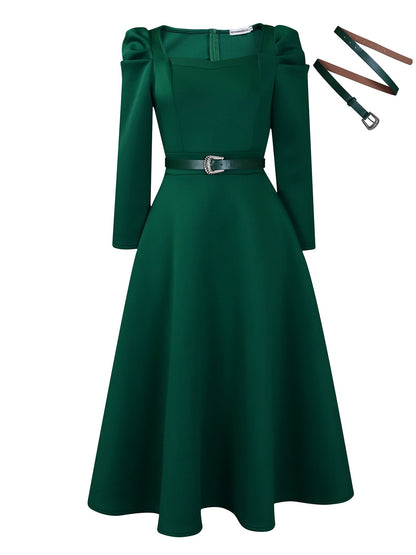 Fashionable Elegant A-Line Dress With Puff Sleeves