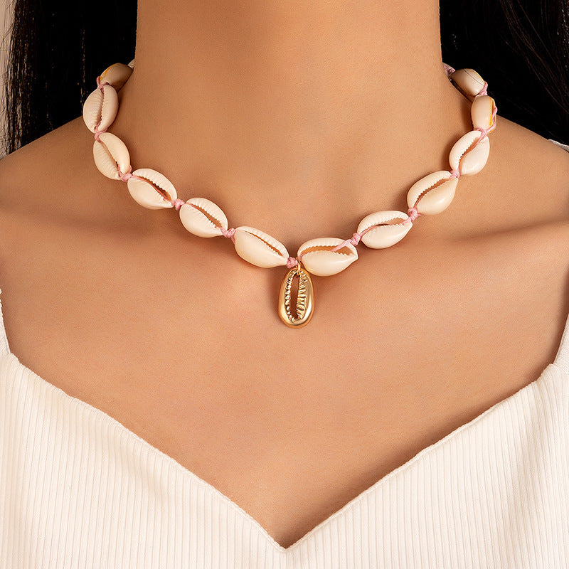 Bohemian Shell Bead Necklace With Starfish And Palm Tree Accents