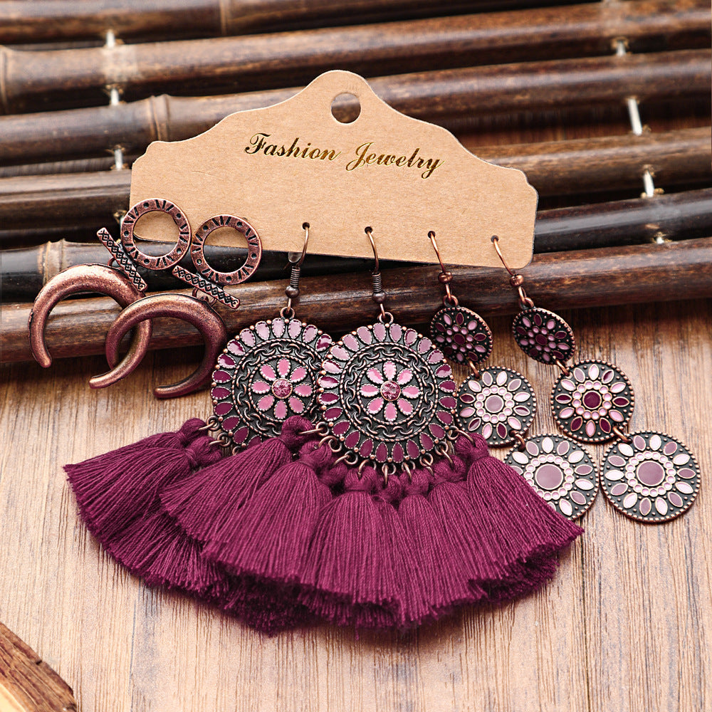 Bohemian Hollow Fringe Earrings Stylish Fishbone Design