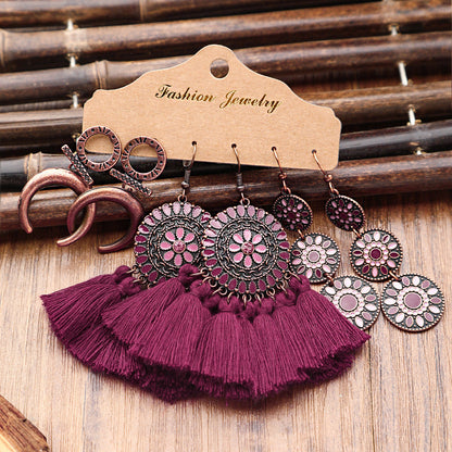 Bohemian Hollow Fringe Earrings Stylish Fishbone Design