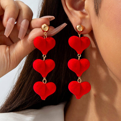 Red Velvet Butterfly Bow Floral Earrings Vintage Pearl Earrings