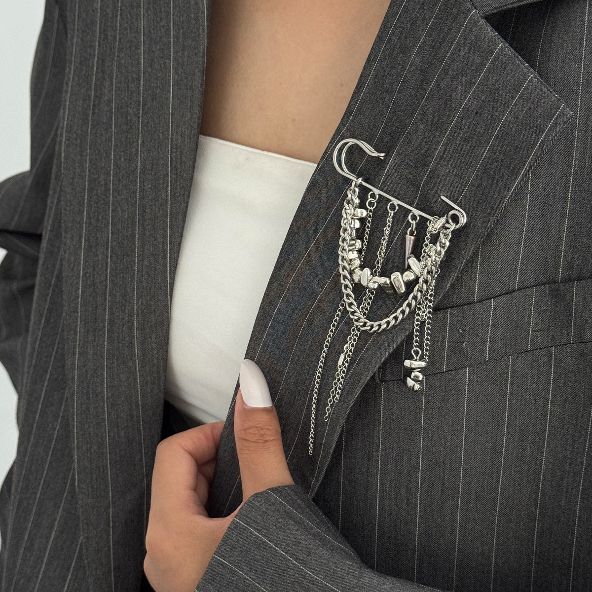 Trendy Irregular Beaded Tassel Brooch Jewelry For Women