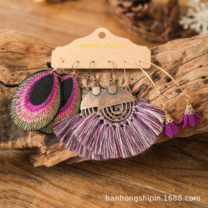 Colorful Bohemian Tassel Earrings Handmade Zinc Alloy Jewelry