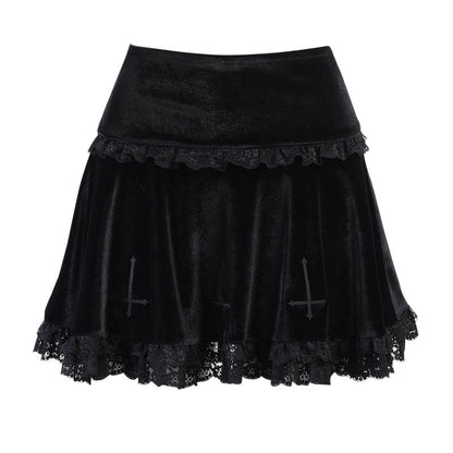 Summer Women's Short Skirt Elegant Embroidered Lace High-Waist Skirt