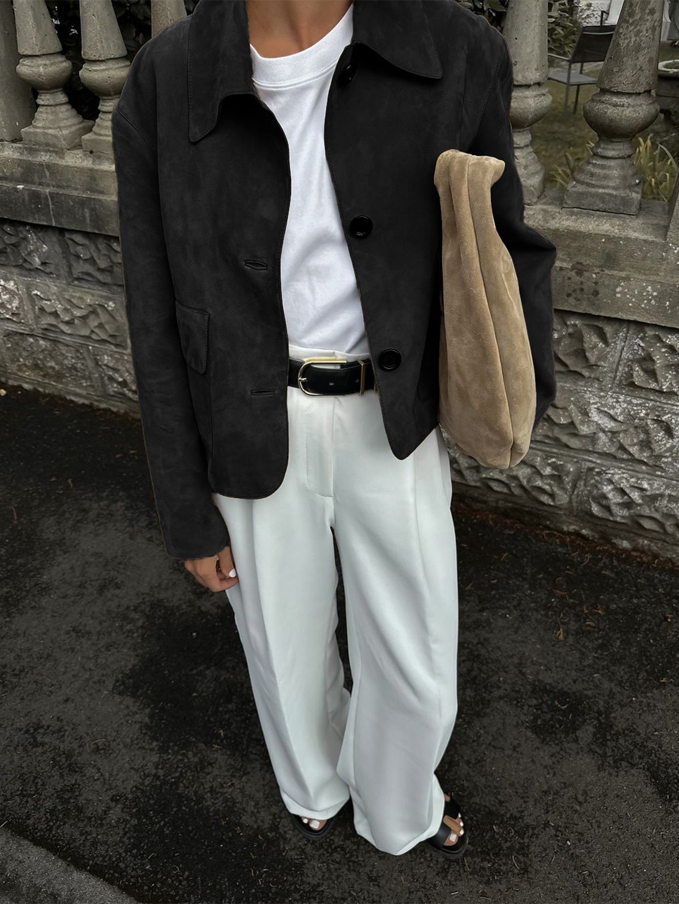 Casual Button-Up Solid Color Jacket for Women