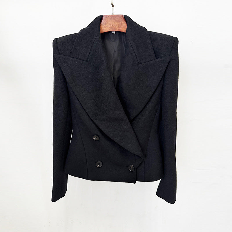 Double Breasted Wool Blend Jacket
