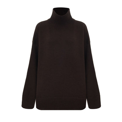 Casual High Neck Solid Color Pullover Sweater