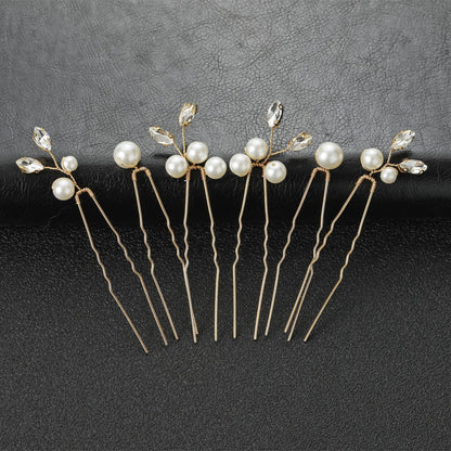 Bridal Wedding Hair Accessories Pearl U Shape Hair Pins Set