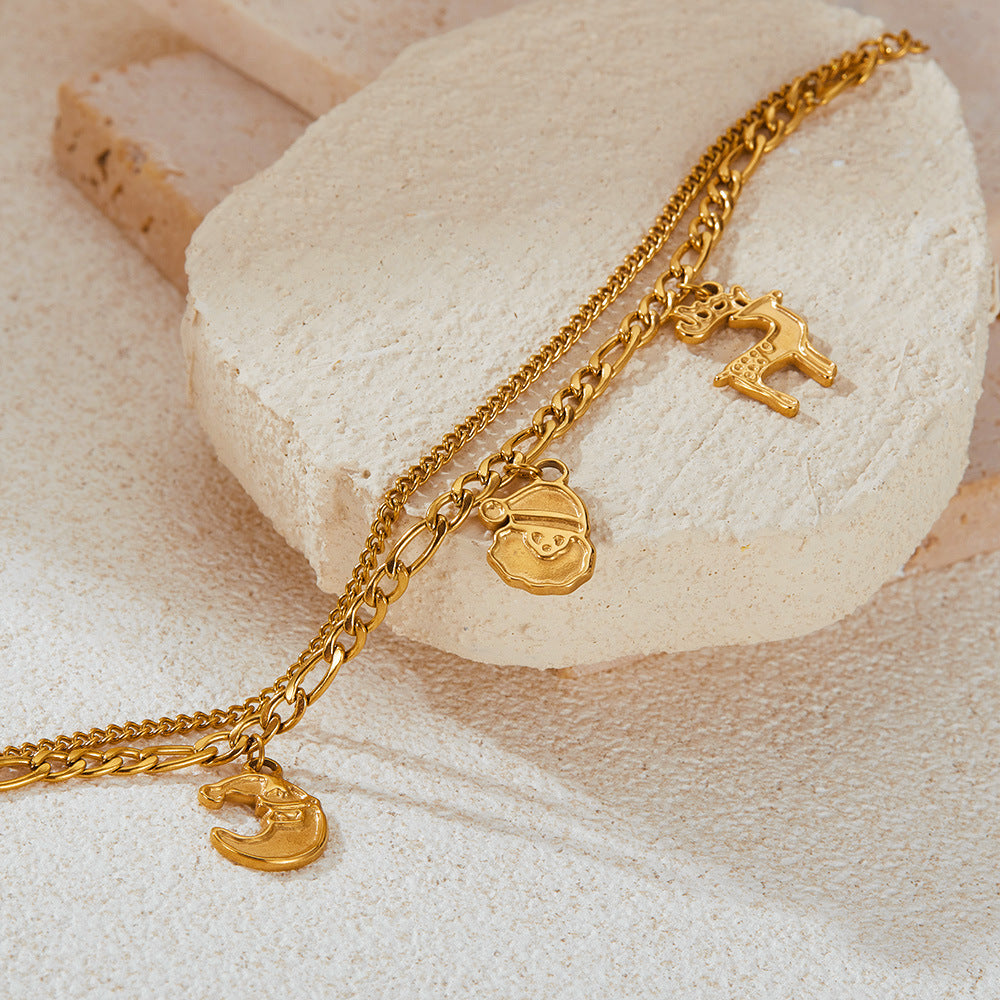 Trendy Reindeer Pendant Stainless Steel Bracelet