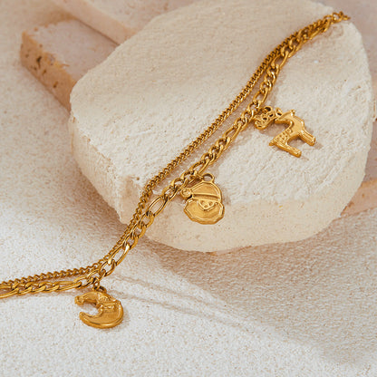 Trendy Reindeer Pendant Stainless Steel Bracelet