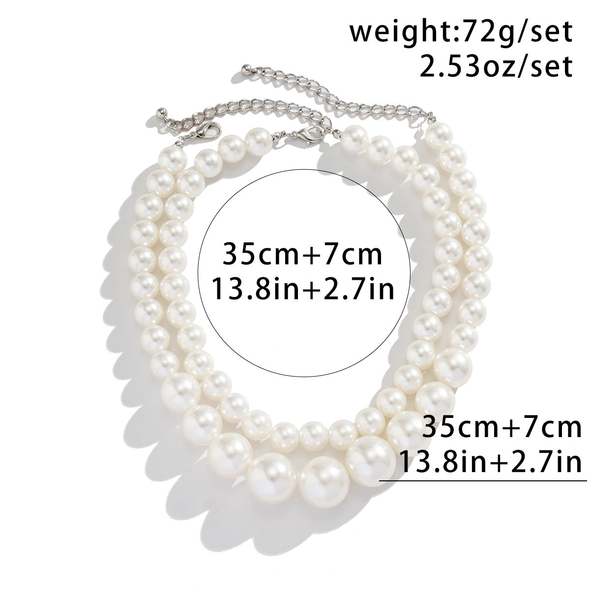 Retro Chunky Faux Pearl Choker Necklace Layered Beaded Jewelry For Women