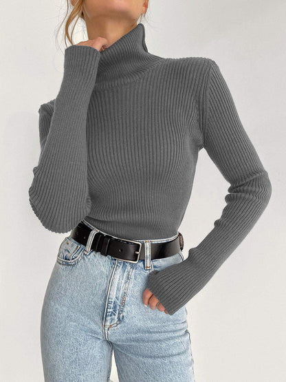 Long Turtleneck Knitted Sweater for Plus Size Women