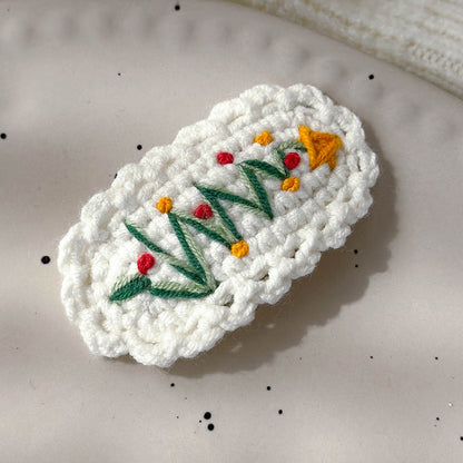 Sweet Hand Knitted Christmas Tree Hair Clip