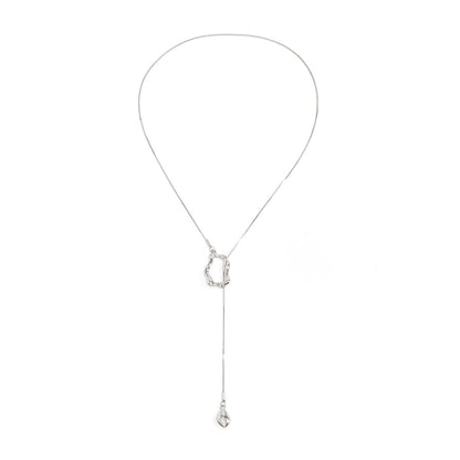 Trendy Irregular Hollow Pendant Long Necklace Geometric Zinc Alloy Chain