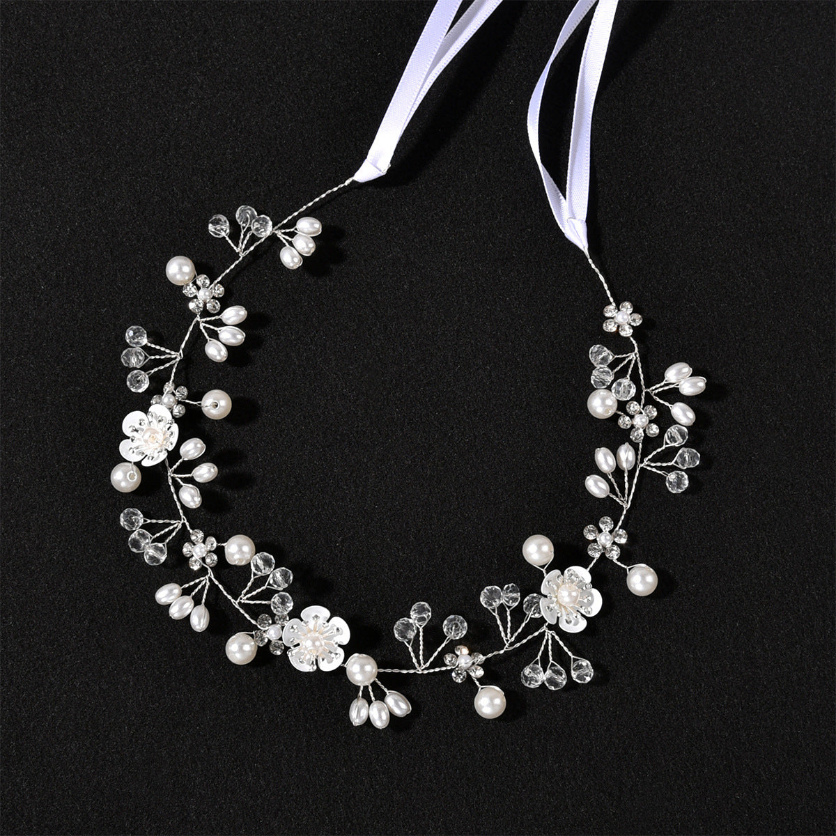 Handcrafted Pearl Flower Headband for Brides and Girls