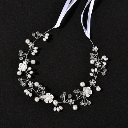 Handcrafted Pearl Flower Headband for Brides and Girls