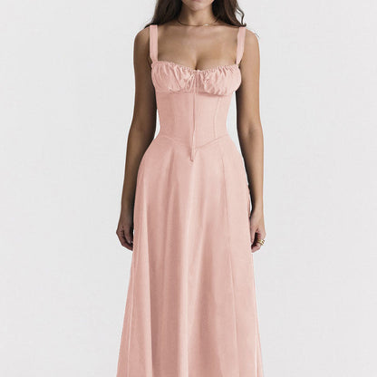 Floral Print Maxi Dress Gentle French Style Sleeveless Sundress