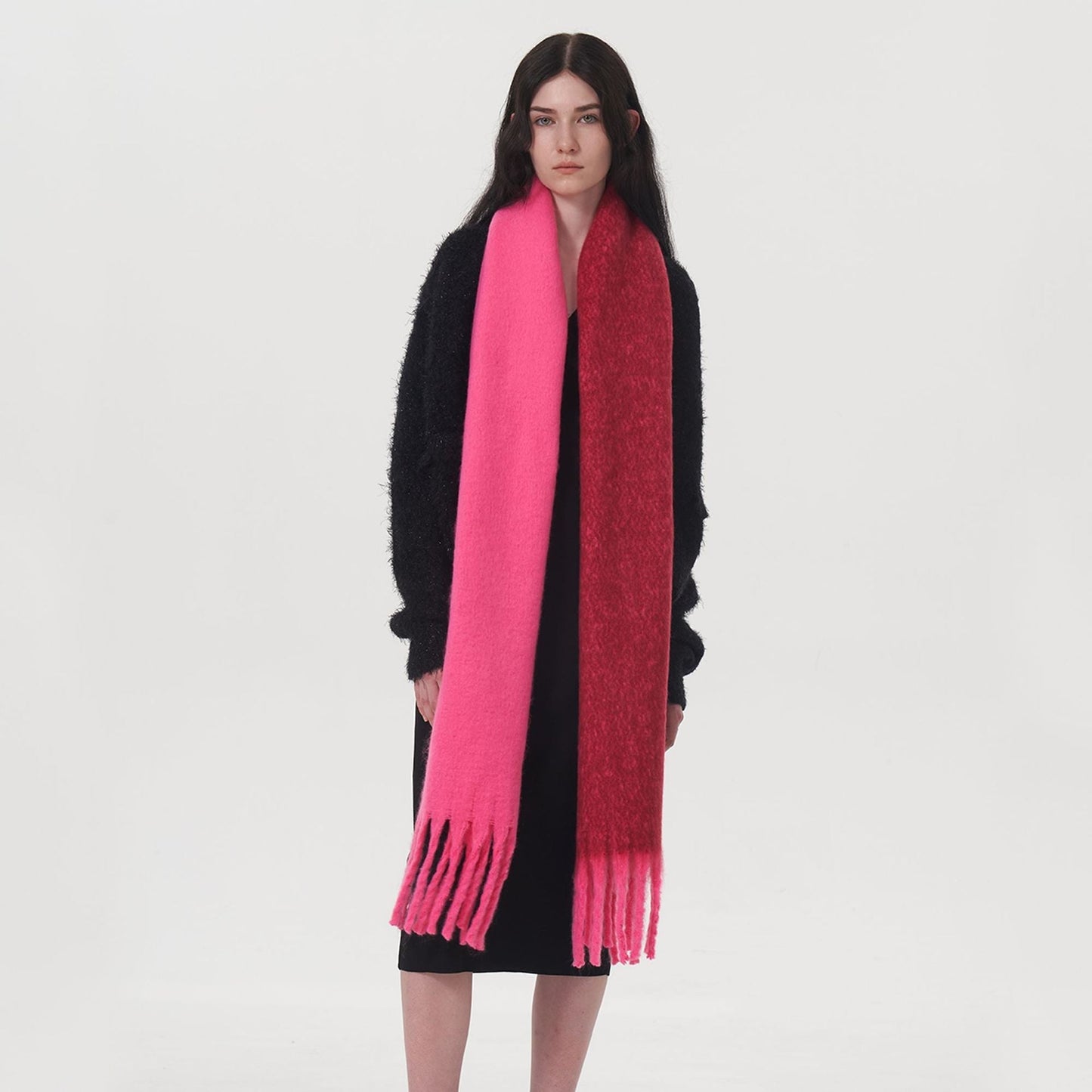 Solid Color Splicing Mohair Soft Scarve