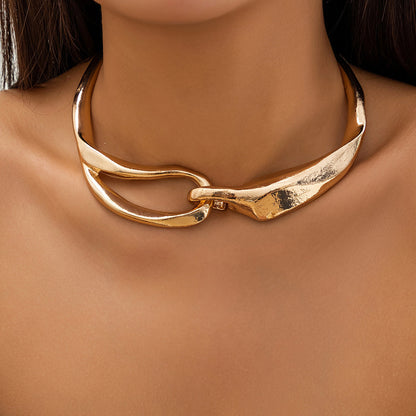 Punk Abstract Metal Choker Necklace For Women