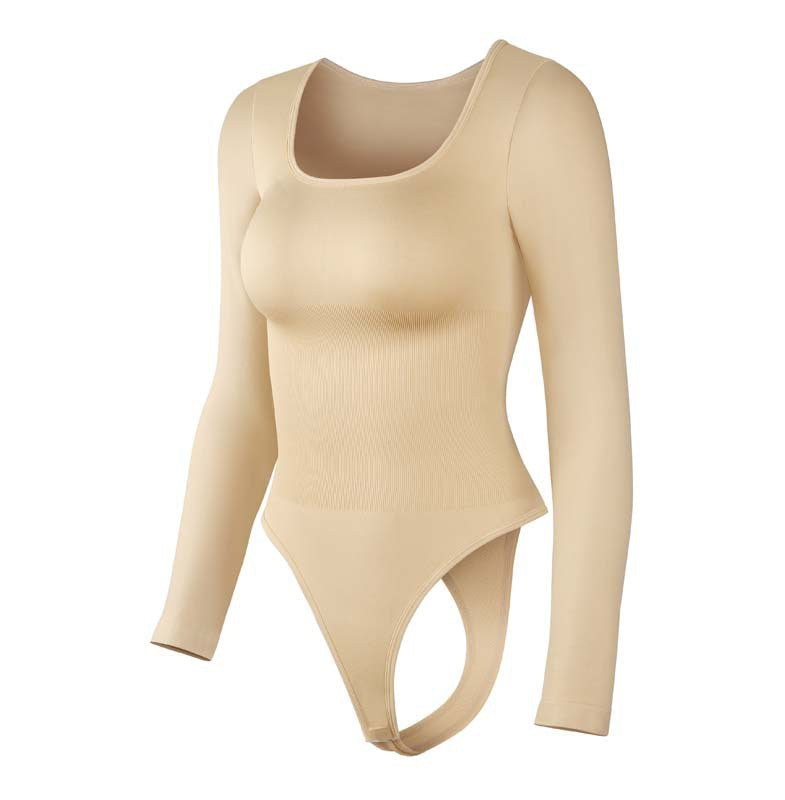 Seamless Bodycon Square Neck Button Dress