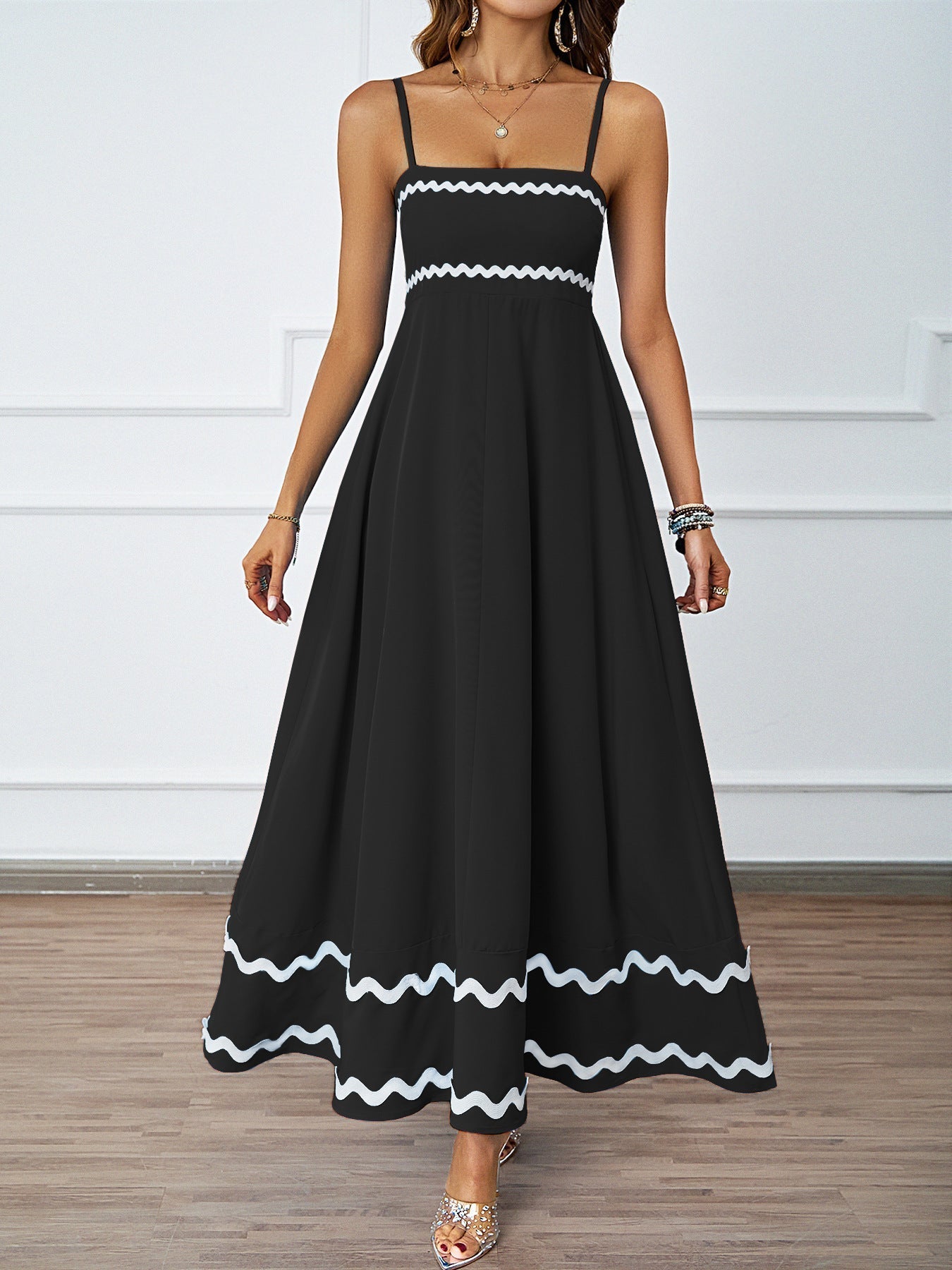 Ruffle Sleeveless Spaghetti Maxi Dress