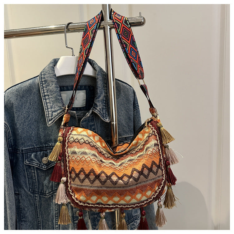 Bohemian Fringe Tote Bag Stylish Crossbody Purse