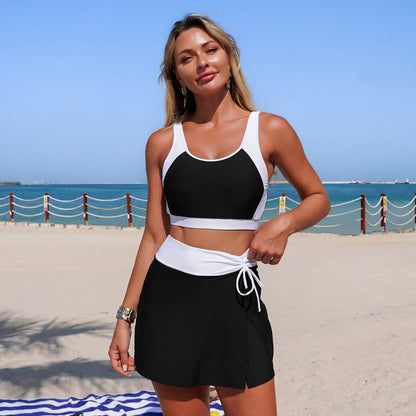 New Women'S Two-Piece Swim Dress In Nylon With Pockets
