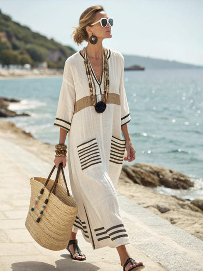 Summer Elegant Large Size Printing Long Pendulum Dress