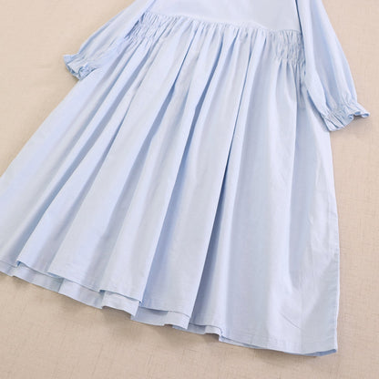 Sweet A-Line Ruffled Neck Long Sleeve Dress
