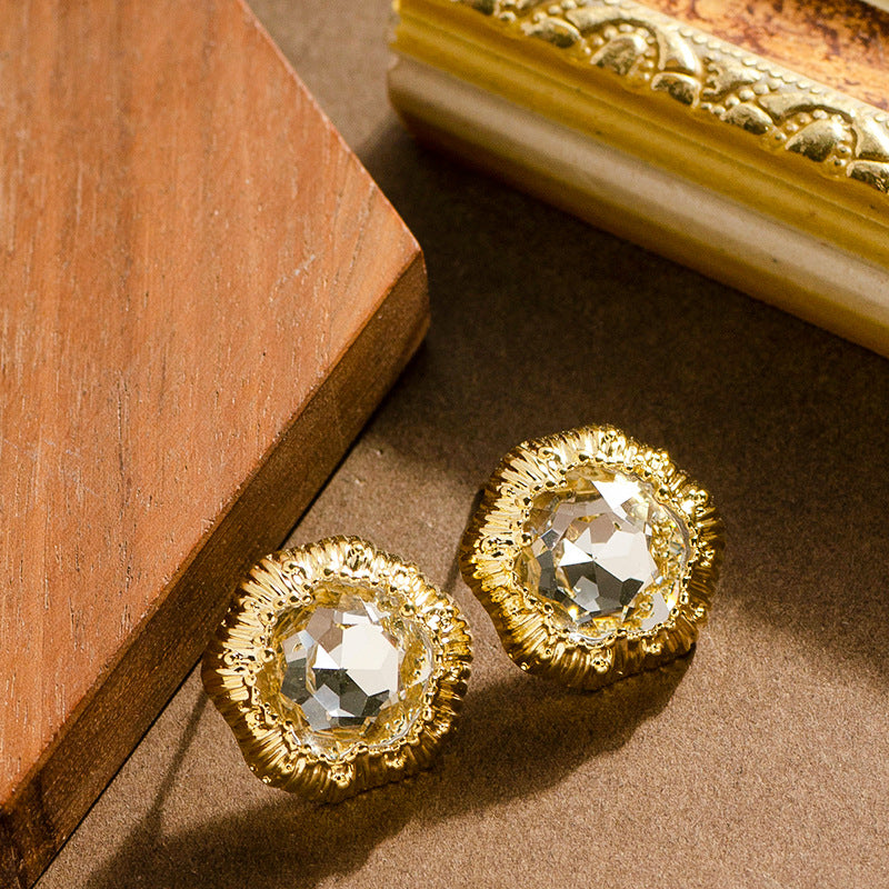 Geometric Zirconia Stud Earrings Stylish Silver Needle Earrings