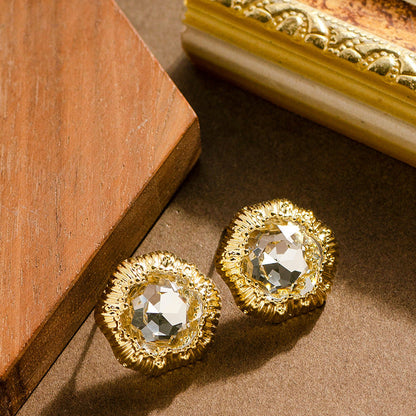 Geometric Zirconia Stud Earrings Stylish Silver Needle Earrings