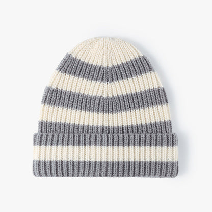 Trendy Striped Color Block Thicken Cuff Beanie