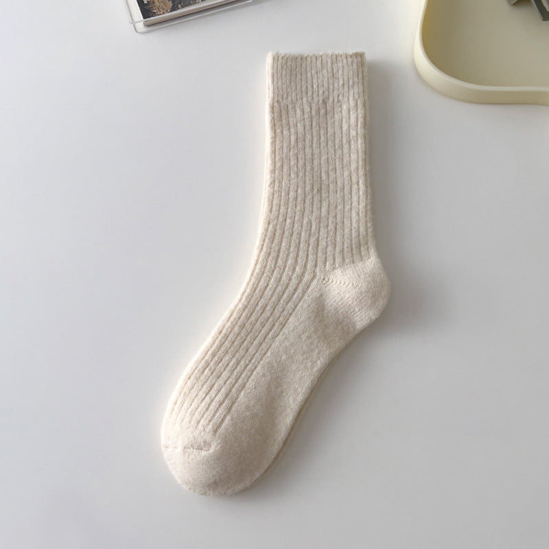 Vintage Thicken Warm Wool Solid Crew Socks