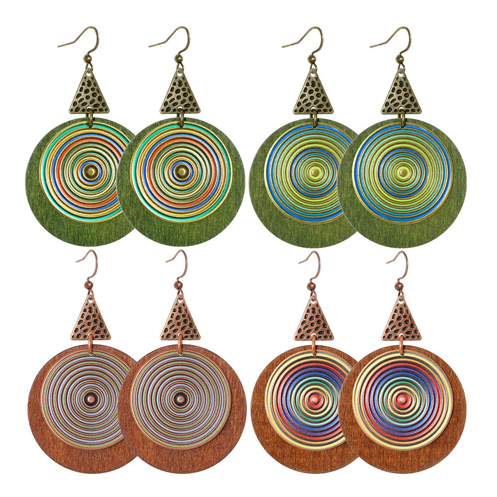 Bohemian Holiday Style Geometric Earrings Colorful Statement Earrings