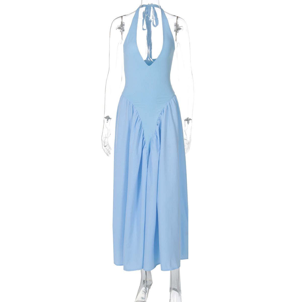 Deep V Lace Hollow-Out Maxi Dress Elegant Casual Dress
