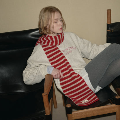 Plain Striped Wool Scarf Soft Warm Winter Neck Wrap