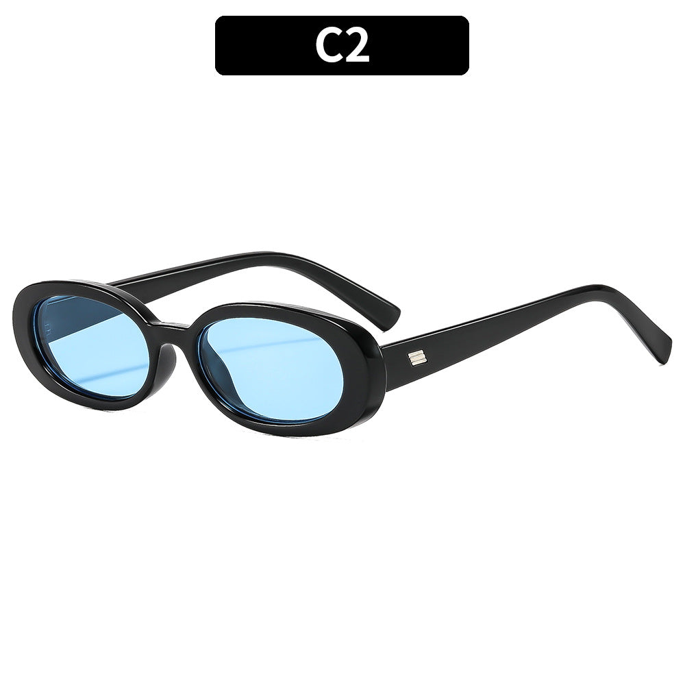 Trendy Oval Sunglasses UV400 Protection for Outdoor Fashion