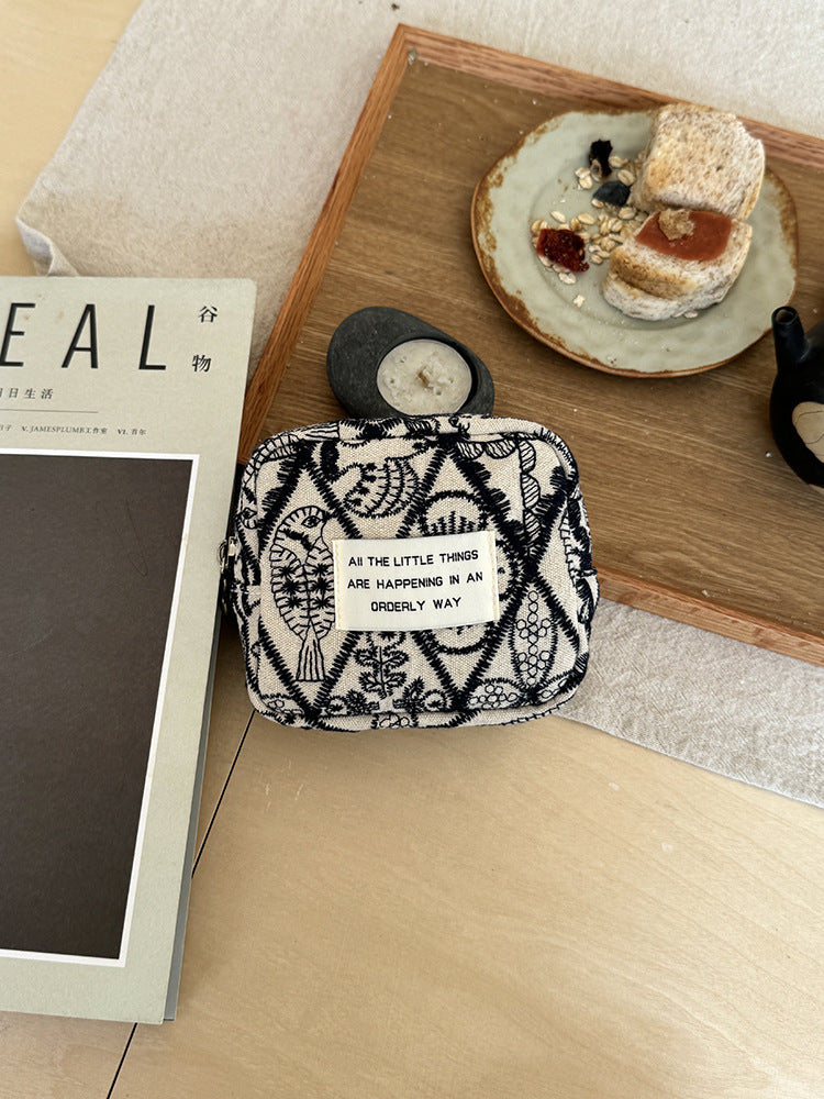 Embroidery Mini Makeup Bag Multi-Functional Wallet