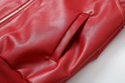 Vintage Splicing Lapel Leather Oversize Jacket