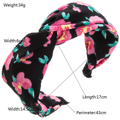 Floral Print Wide Band Fabric Headband for Women Stylish Casual Accessory