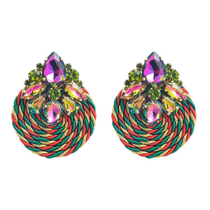 Geometric Rhinestone Glass Earrings Trendy Ins Style