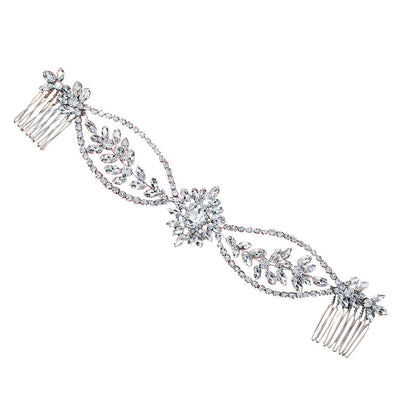 Double-Head Alloy Hair Comb With Rhinestones For Weddings