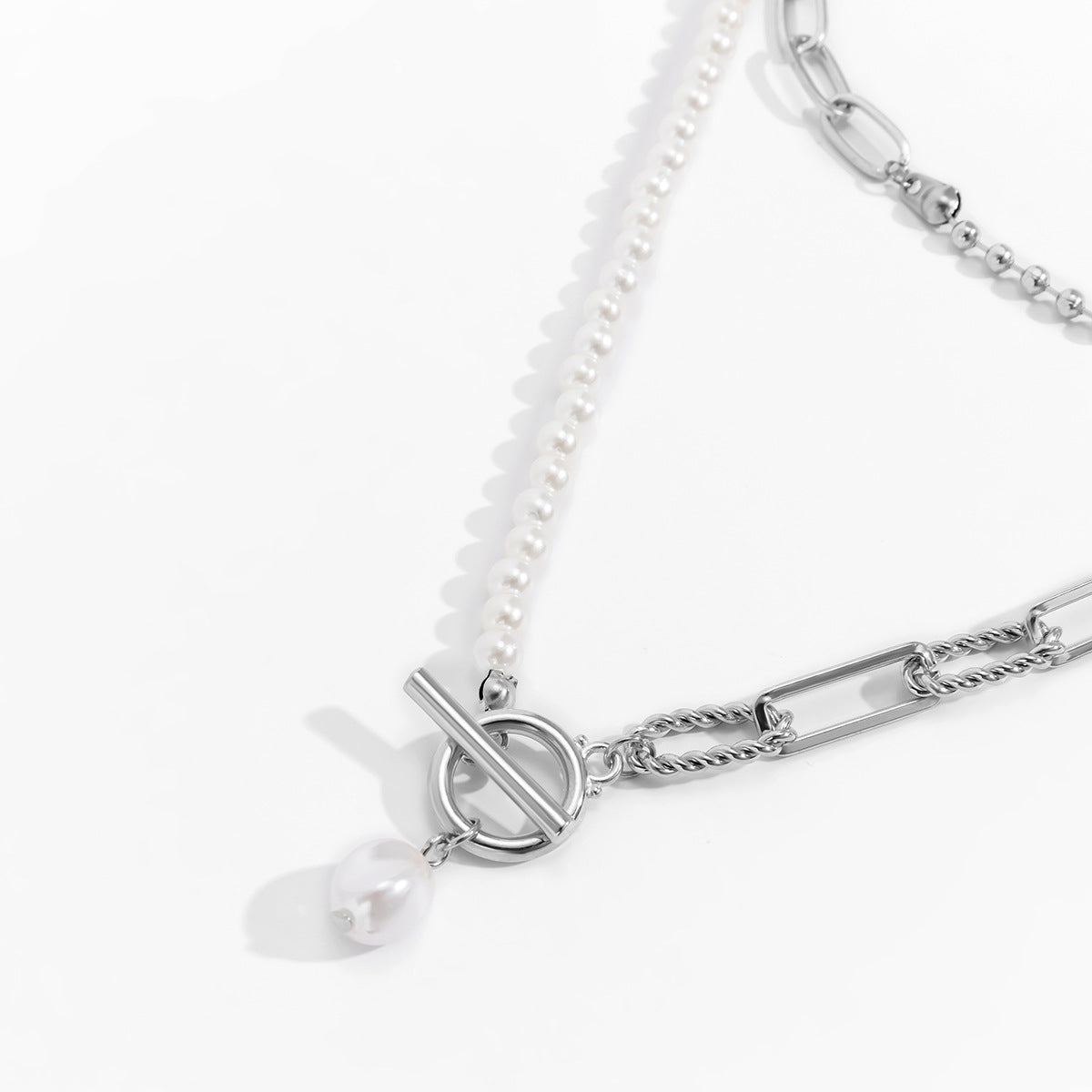 Trendy Long Pearl Chain Layered Necklace Vintage Style