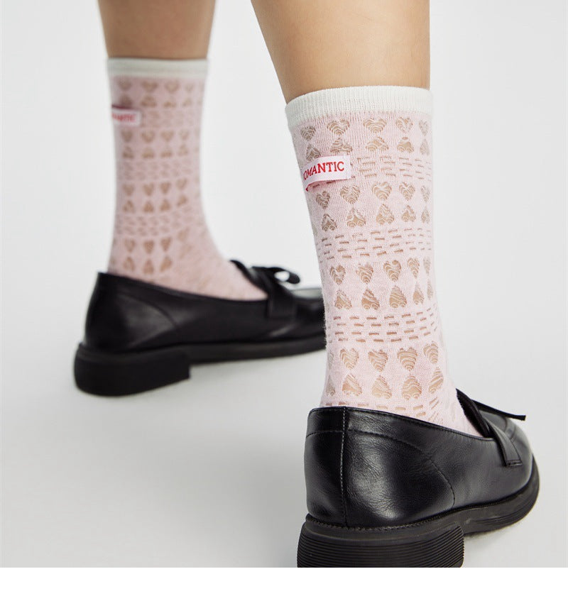 Color Block Hollow Mesh Thin Socks