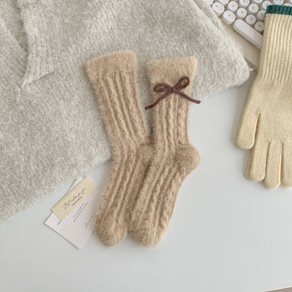 Fuzzy Soft Cable Knit Plush Crew Socks